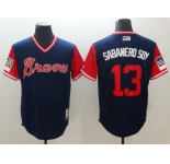 Men's Atlanta Braves #13 Ronald Acuna Jr. Blue Retro Authentic Baseball Jersey