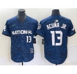 Men's Atlanta Braves #13 Ronald Acuna Jr Number Royal 2023 All Star Cool Base Stitched Baseball Jersey
