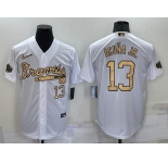 Men's Atlanta Braves #13 Ronald Acuna Jr Number White 2022 All Star Stitched Cool Base Nike Jersey
