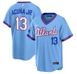Men's Atlanta Braves #13 Ronald Acuna Jr. Powder Blue 2026 City Connect Stadium Stitched Baseball Jersey
