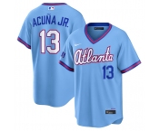 Men's Atlanta Braves #13 Ronald Acuna Jr. Powder Blue 2026 City Connect Stadium Stitched Baseball Jersey