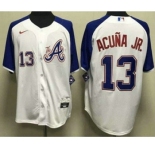 Men's Atlanta Braves #13 Ronald Acuna Jr White 2013 City Cool base Jersey