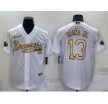 Men's Atlanta Braves #13 Ronald Acuna Jr White 2022 All Star Stitched Cool Base Nike Jersey