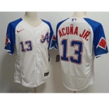 Men's Atlanta Braves #13 Ronald Acuna Jr White 2023 City Connect Flex Base Stitched Jersey