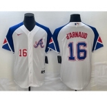 Men's Atlanta Braves #16 Travis dArnaud Number White 2023 City Connect Cool Base Stitched Jersey