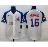 Men's Atlanta Braves #16 Travis dArnaud Number White 2023 City Connect Cool Base Stitched Jerseys