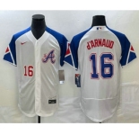 Men's Atlanta Braves #16 Travis dArnaud Number White 2023 City Connect Flex Base Stitched Jersey