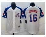 Men's Atlanta Braves #16 Travis dArnaud White 2023 City Connect Cool Base Stitched Jersey