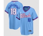 Men's Atlanta Braves #18 Mike Yastrzemski Powder Blue 2026 City Connect Stadium Stitched Baseball Jersey
