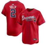 Men's Atlanta Braves #2 Jorge Soler Red 2024 Alternate Limited Stitched Baseball Jersey