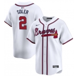 Men's Atlanta Braves #2 Jorge Soler White 2024 Home Limited Stitched Baseball Jersey