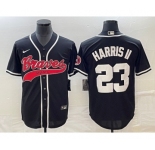 Men's Atlanta Braves #23 Michael Harris II Black Cool Base Stitched Baseball Jersey1