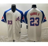 Men's Atlanta Braves #23 Michael Harris II Number White 2023 City Connect Cool Base Stitched Jersey