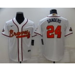 Men's Atlanta Braves #24 Deion Sanders 2022 White Gold World Series Champions Program Cool Base Stitched Baseball Jersey