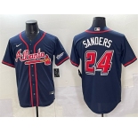 Men's Atlanta Braves #24 Deion Sanders Navy 2025 Speedway Classic Alternate Stitched Baseball Jersey