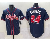 Men's Atlanta Braves #24 Deion Sanders Navy 2025 Speedway Classic Alternate Stitched Baseball Jersey