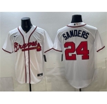 Men's Atlanta Braves #24 Deion Sanders White Cool Base Stitched Baseball Jersey