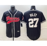 Men's Atlanta Braves #27 Austin Riley Black Cool Base Stitched Baseball Jersey1
