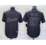 Men's Atlanta Braves #27 Austin Riley Black Pullover Turn Back The Clock Stitched Cool Base Jersey