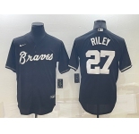 Men's Atlanta Braves #27 Austin Riley Black Turn Back The Clock Stitched Cool Base Jersey