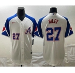 Men's Atlanta Braves #27 Austin Riley Number White 2023 City Connect Cool Base Stitched Jerseys