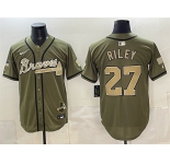 Men's Atlanta Braves #27 Austin Riley Olive 2026 Armed Forces Day Stitched Baseball Jersey