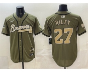 Men's Atlanta Braves #27 Austin Riley Olive 2026 Armed Forces Day Stitched Baseball Jersey