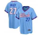 Men's Atlanta Braves #27 Austin Riley Powder Blue 2026 City Connect Stadium Stitched Baseball Jersey