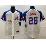 Men's Atlanta Braves #28 Matt Olson Number White 2023 City Connect Flex Base Stitched Jersey1