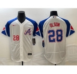 Men's Atlanta Braves #28 Matt Olson Number White 2023 City Connect Flex Base Stitched Jersey2