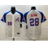 Men's Atlanta Braves #28 Matt Olson Number White 2023 City Connect Flex Base Stitched Jersey
