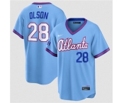 Men's Atlanta Braves #28 Matt Olson Powder Blue 2026 City Connect Stadium Stitched Baseball Jersey