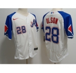 Men's Atlanta Braves #28 Matt Olson White 2023 City Connect Flex Base Stitched Baseball Jersey