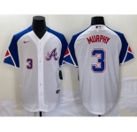 Men's Atlanta Braves #3 Dale Murphy Number White 2023 City Connect Cool Base Stitched Jersey1