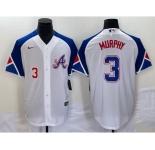 Men's Atlanta Braves #3 Dale Murphy Number White 2023 City Connect Cool Base Stitched Jersey