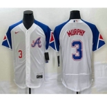 Men's Atlanta Braves #3 Dale Murphy Number White 2023 City Connect Flex Base Stitched Jersey1