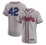 Men's Atlanta Braves #42 Jackie Robinson Gray Flex Base Stitched Jersey