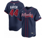 Men's Atlanta Braves #44 Hank Aaron Navy 2025 Speedway Classic Alternate Limited Stitched Baseball Jersey