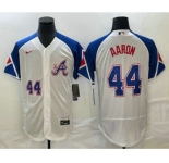 Men's Atlanta Braves #44 Hank Aaron Number White 2023 City Connect Flex Base Stitched Jersey2