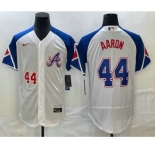 Men's Atlanta Braves #44 Hank Aaron Number White 2023 City Connect Flex Base Stitched Jersey