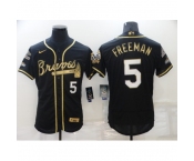 Men's Atlanta Braves #5 Freddie Freeman Black Gold 2021 World Series Champions Stitched Jersey