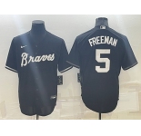 Men's Atlanta Braves #5 Freddie Freeman Black Turn Back The Clock Stitched Cool Base Jersey