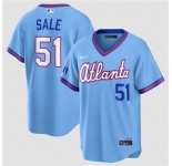 Men's Atlanta Braves #51 Chris Sale Powder Blue 2026 City Connect Stadium Stitched Baseball Jersey