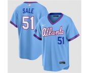 Men's Atlanta Braves #51 Chris Sale Powder Blue 2026 City Connect Stadium Stitched Baseball Jersey