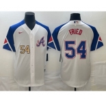 Men's Atlanta Braves #54 Max Fried Number White 2023 City Connect Cool Base Stitched Jersey