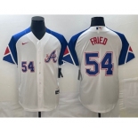 Men's Atlanta Braves #54 Max Fried Number White 2023 City Connect Cool Base Stitched Jerseys