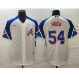 Men's Atlanta Braves #54 Max Fried White 2023 City Connect Cool Base Stitched Jersey