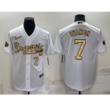 Men's Atlanta Braves #7 Dansby Swanson Number White 2022 All Star Stitched Cool Base Nike Jersey
