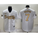 Men's Atlanta Braves #7 Dansby Swanson White 2022 All Star Stitched Cool Base Nike Jersey