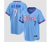 Men's Atlanta Braves #7 Ha-Seong Kim Powder Blue 2026 City Connect Stadium Stitched Baseball Jersey